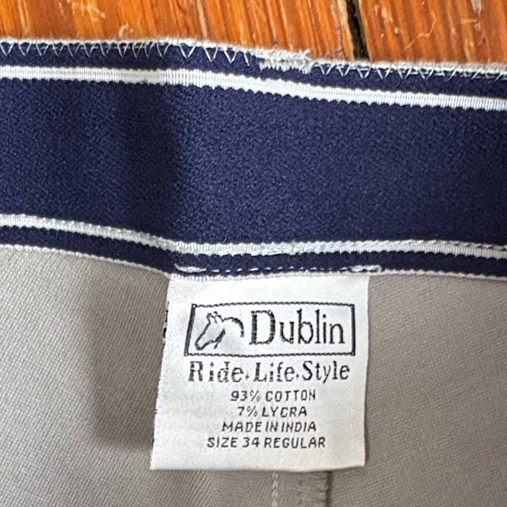 NWT Dublin Gray Equestrian Riding Pants Breeches Size 34 Regular Knee Patch - Picture 3 of 4
